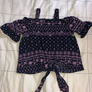 Purple floral off the shoulder blouse